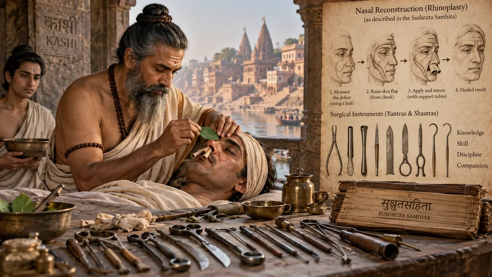 The Father of Surgery: Sushruta, Nasal Reconstruction and the 121 Surgical Instruments of Kashi